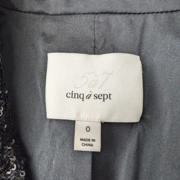 Stunning CINQ à SEPT “Jana” Sequin Evening Cropped Blazer/Jacket, Sz 0/2 - Picture 6 of 10